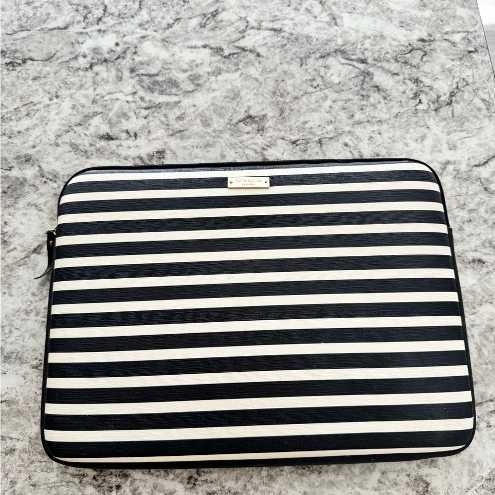Kate Spade Black and White Striped Tablet Sleeve